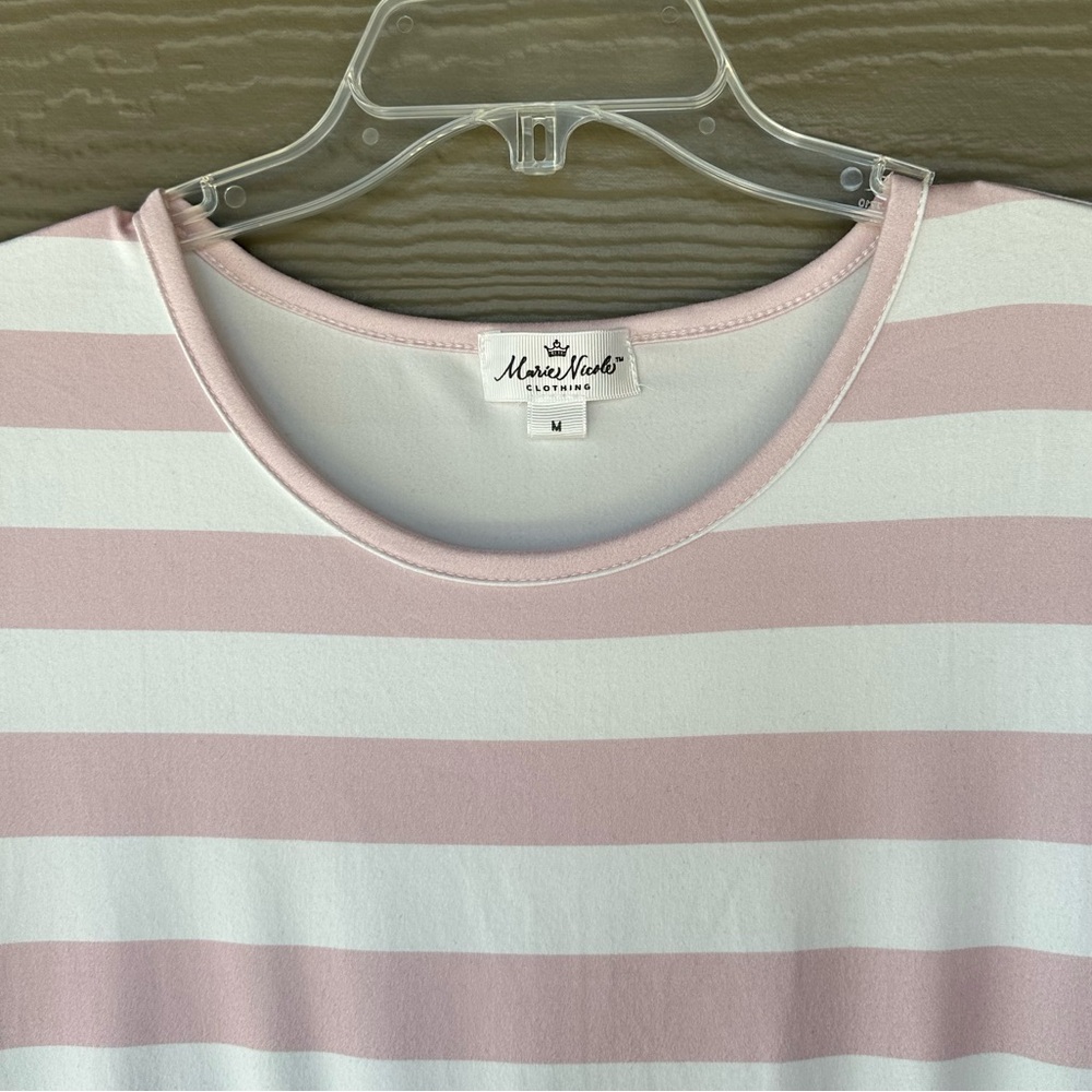 Marie Nicole Size Medium Pink Striped Dress - Picture 3 of 3